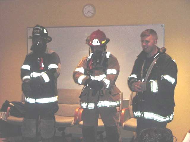 FF Glynn presented the lecture, John Shepherd, Jim Curry and George Taylor were also present giving safety tips and displaying items that we use and carry on the pumper.